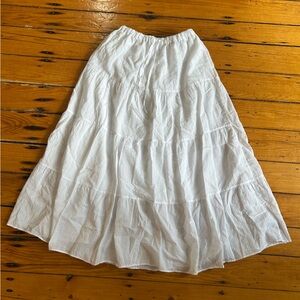 Boho White Cotton Women's Maxi Skirt